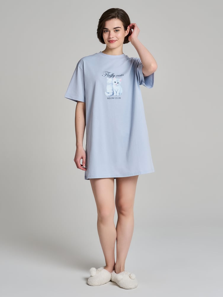 Ночная сорочка из хлопка с принтом