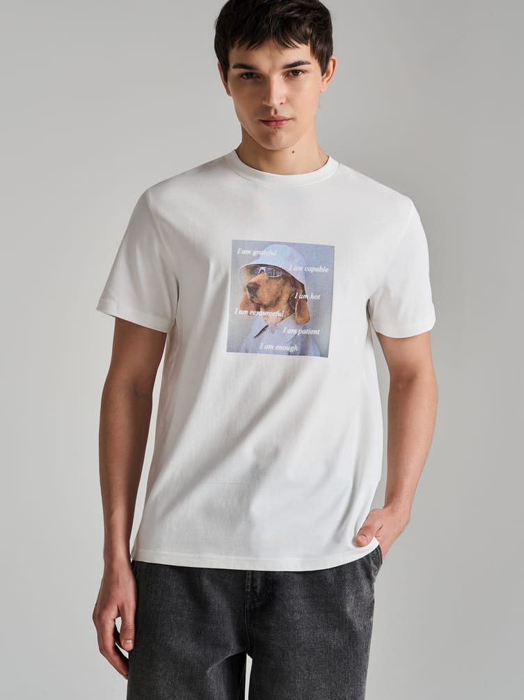 Футболка из хлопка с принтом собаки