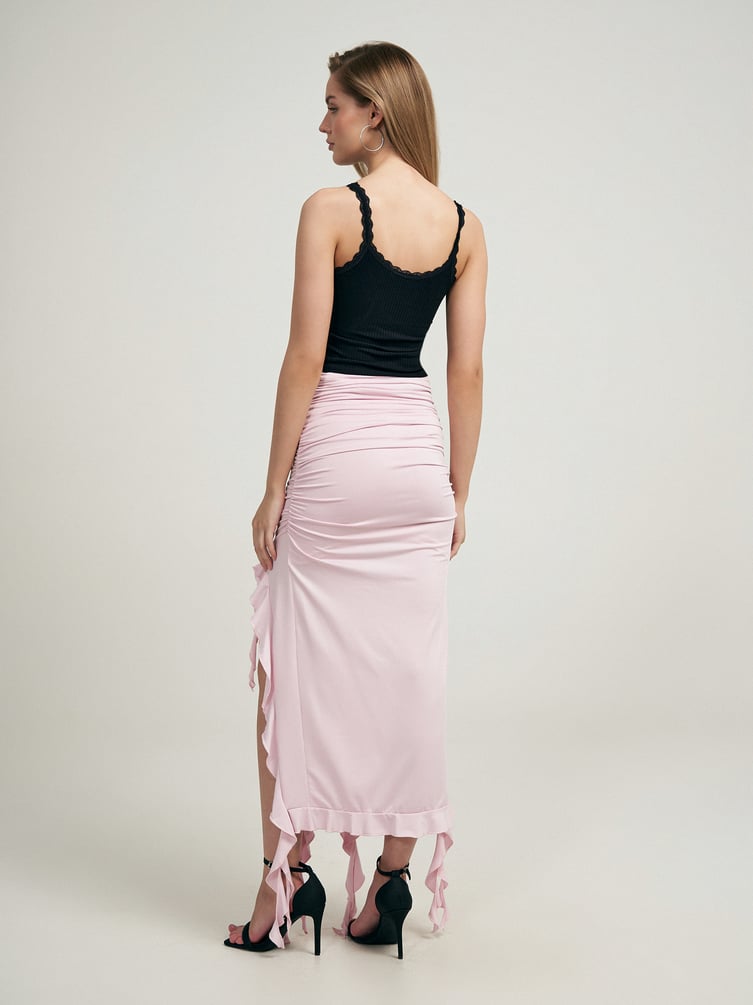 Топ в рубчик с кружевом