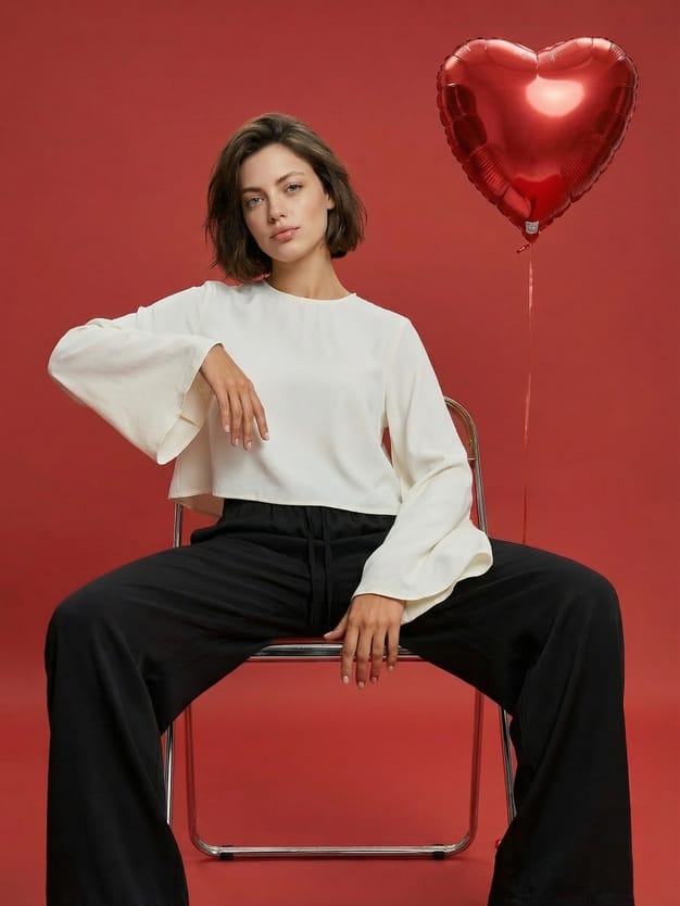 Блузка офисная нарядная с рукавом клеш