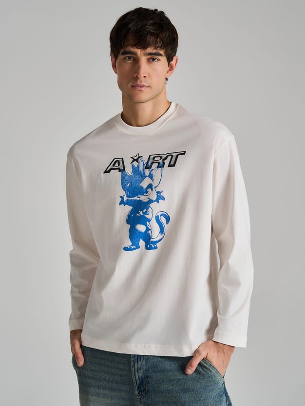 Лонгслив хлопковый с принтом