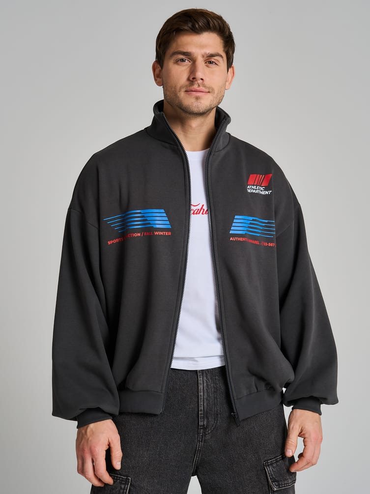 Утепленная толстовка оверсайз с высоким горлом