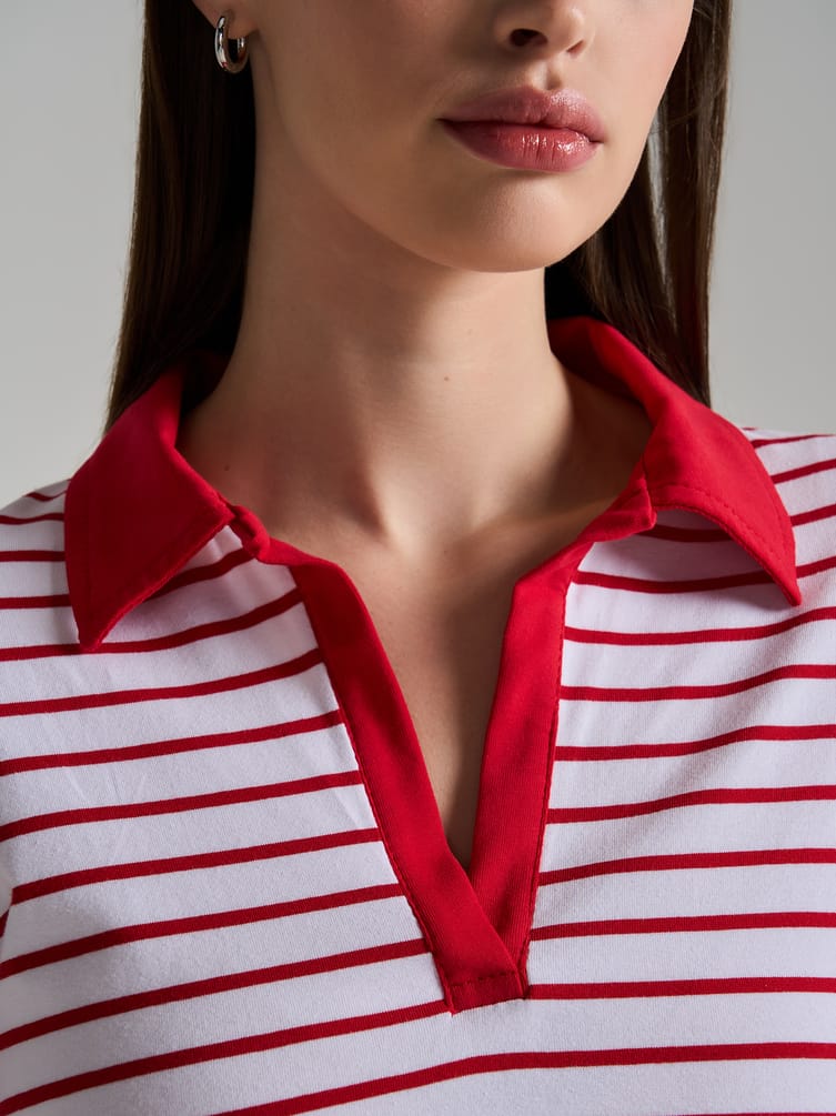 Поло-рубашка полосатая с длинным рукавом