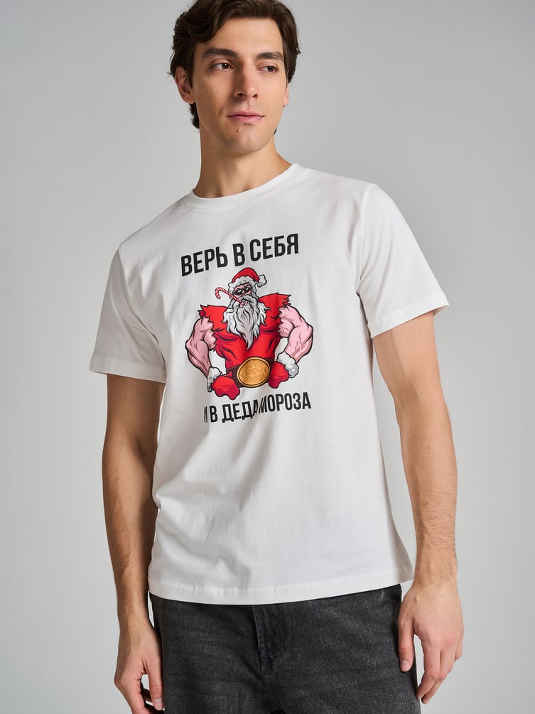 Футболка с принтом Деда Мороза