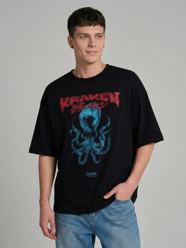 Футболка оверсайз с принтом Кракена