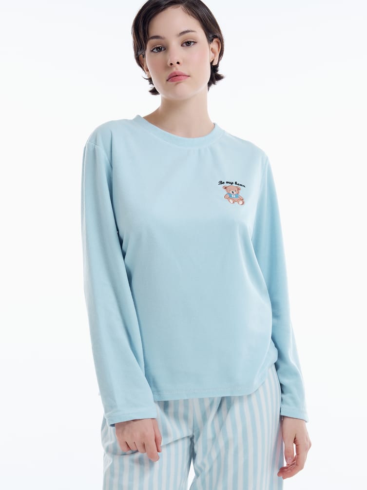 Плюшевая пижама с вышивкой плюшевого мишки