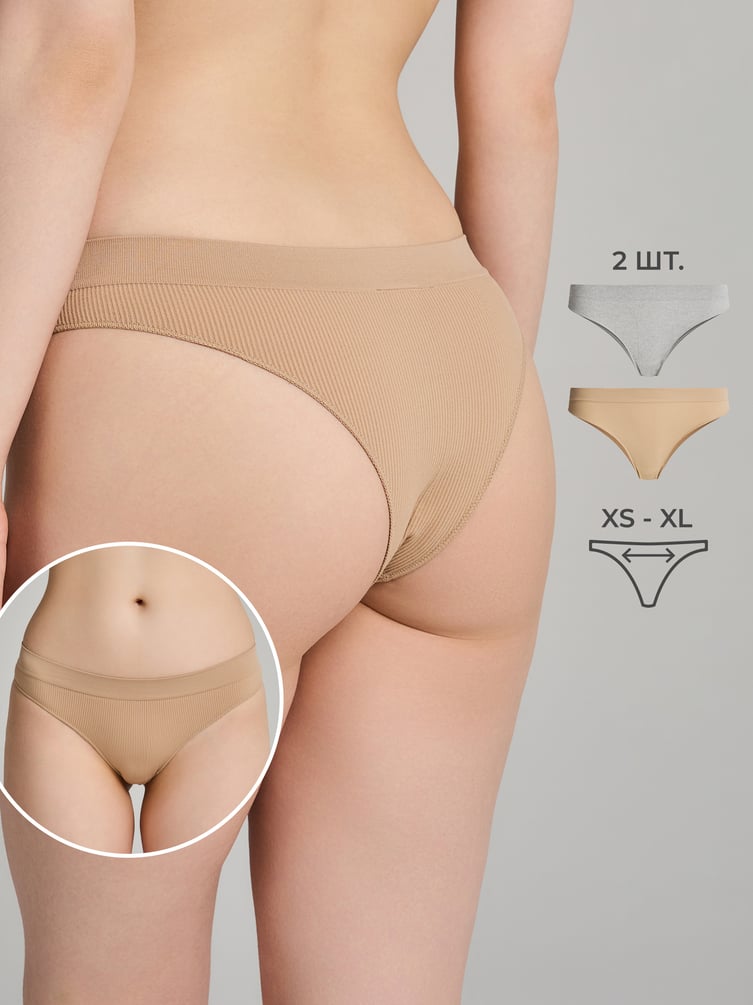 Трусы-танга - 2 шт. в рубчик