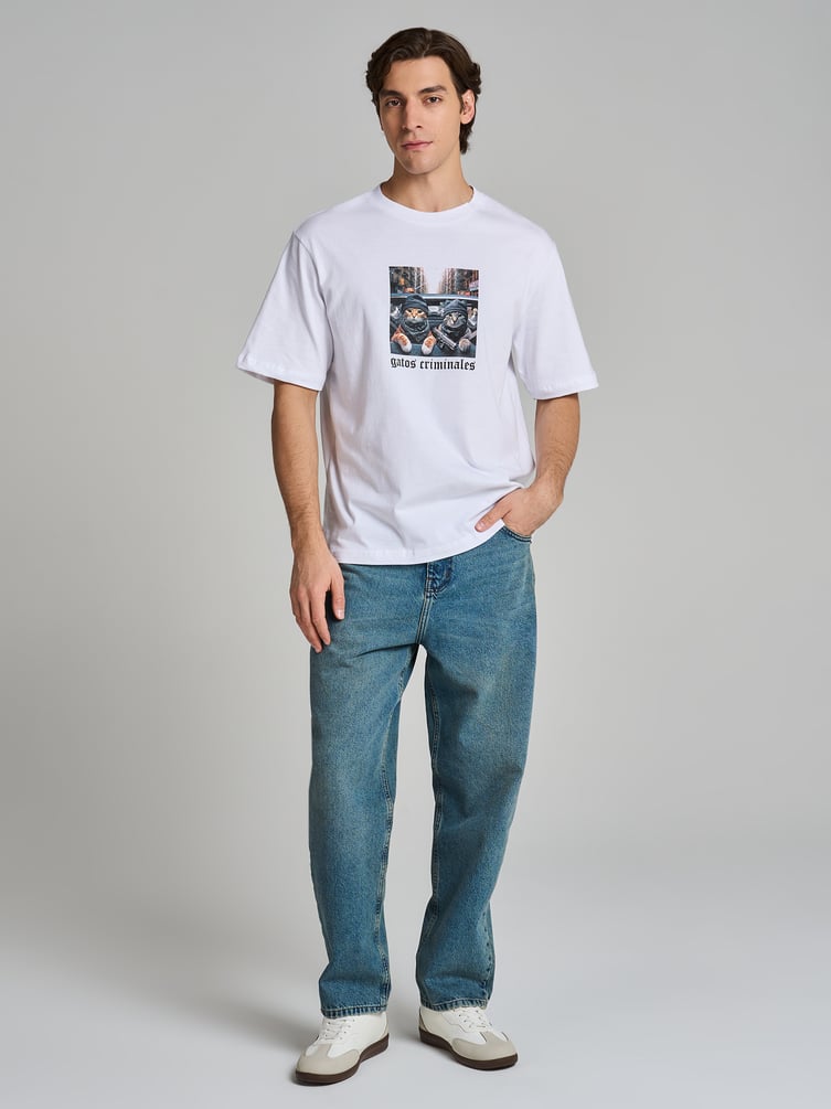 Футболка из хлопка с принтом котов