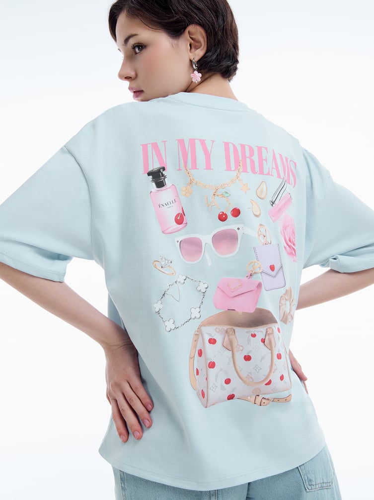 Футболка с принтом на спине