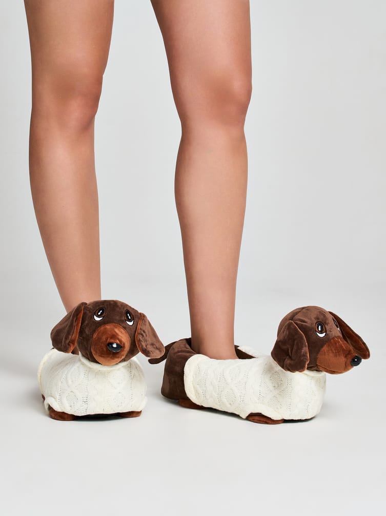 Плюшевые тапки игрушки в виде такс