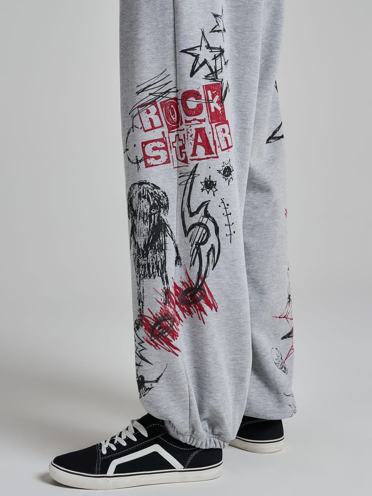 Брюки джоггеры оверсайз с принтом