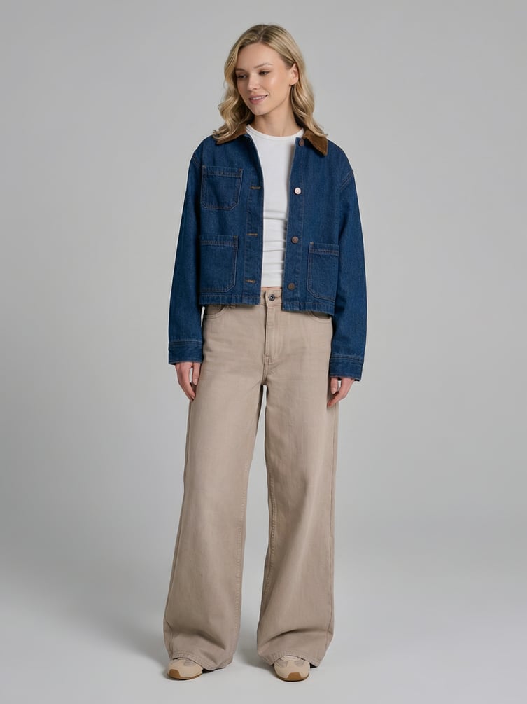 Джинсы широкие с вареным эффектом