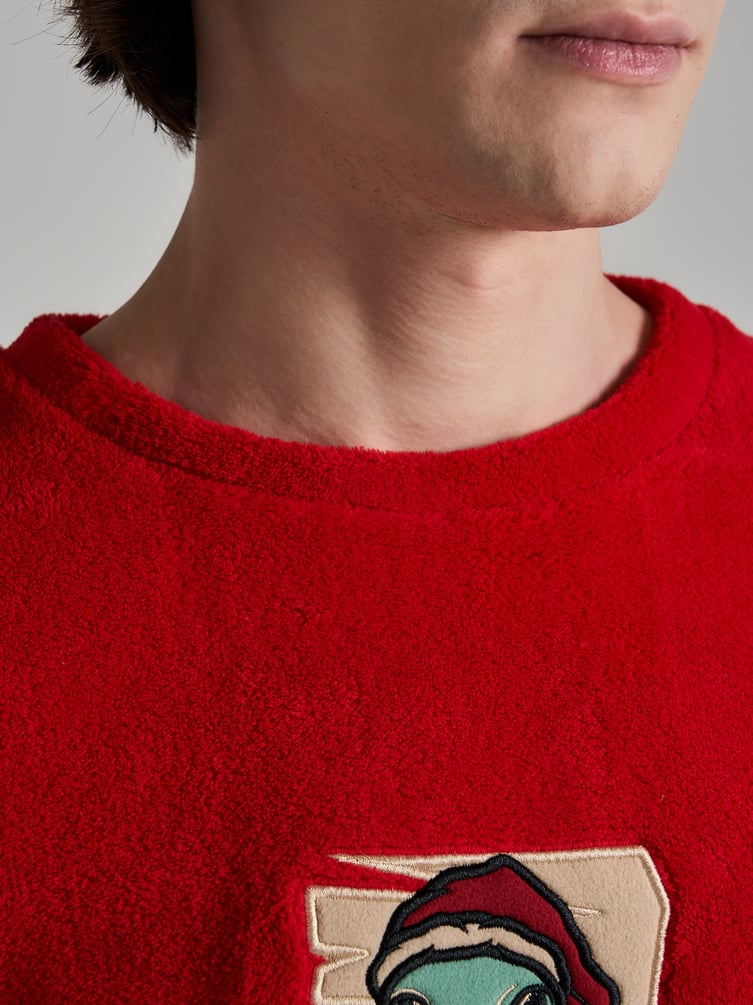 Новогодняя плюшевая пижама с вышивкой