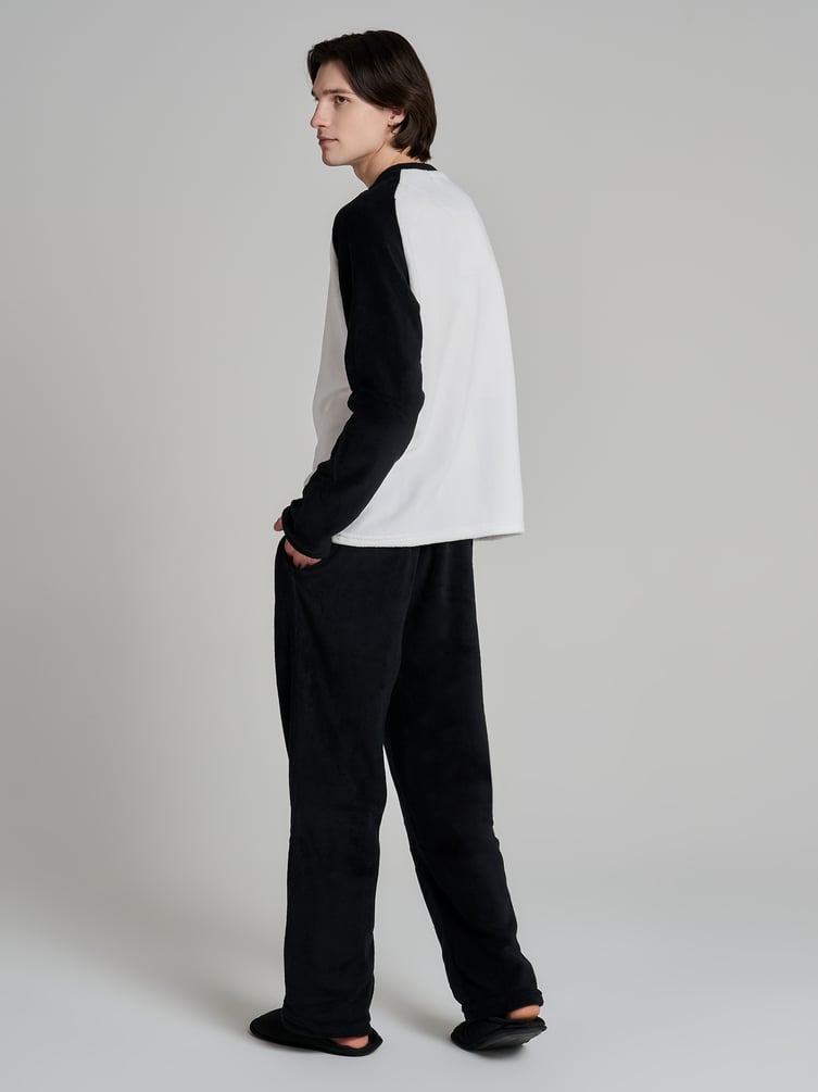 Пижама плюшевая новогодняя с брюками