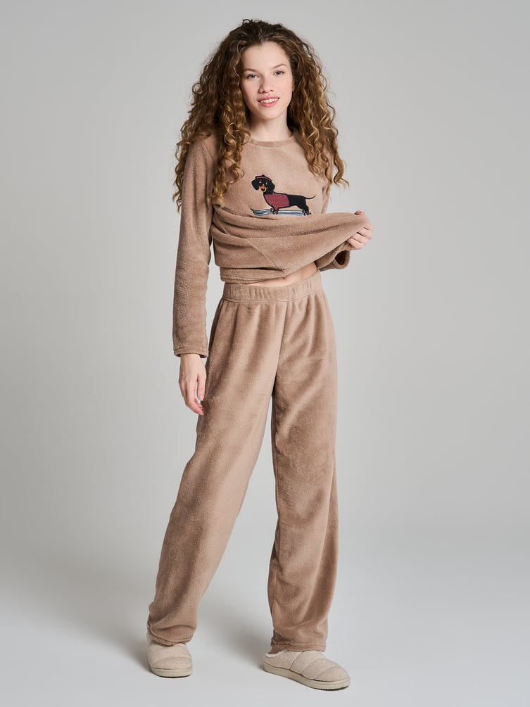 Пижама теплая с вышивкой таксы