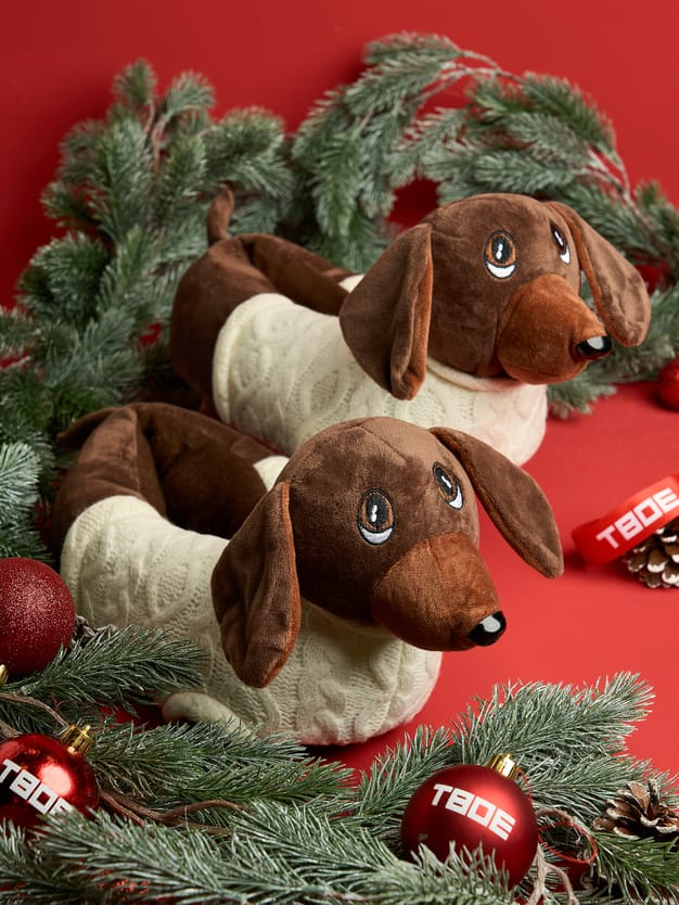 Плюшевые тапки игрушки в виде такс