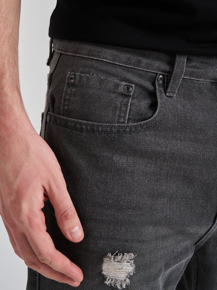 Джинсы прямые укороченные с разрезами