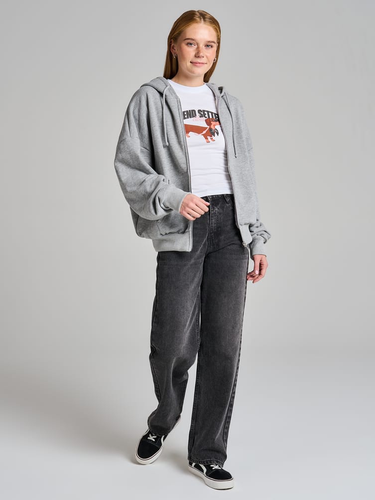 Зип худи оверсайз со стразами на спине