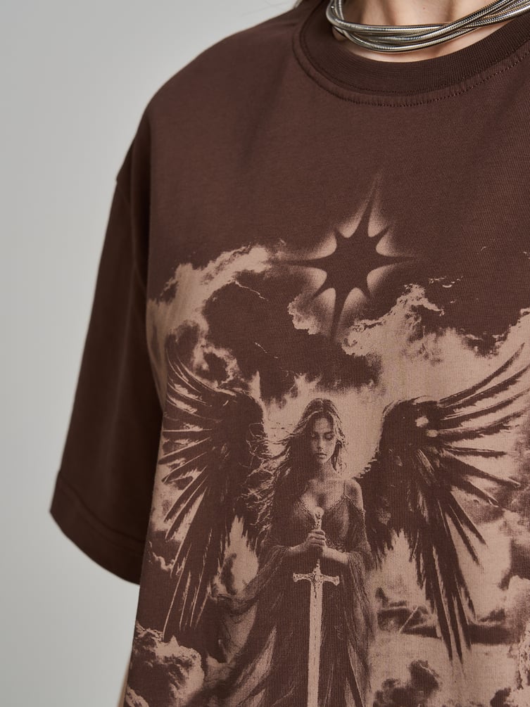 Футболка из хлопка с принтом ангела