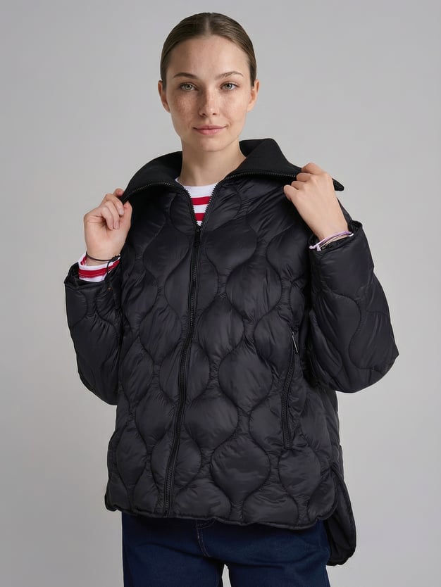 Куртка стеганая с трикотажным воротником