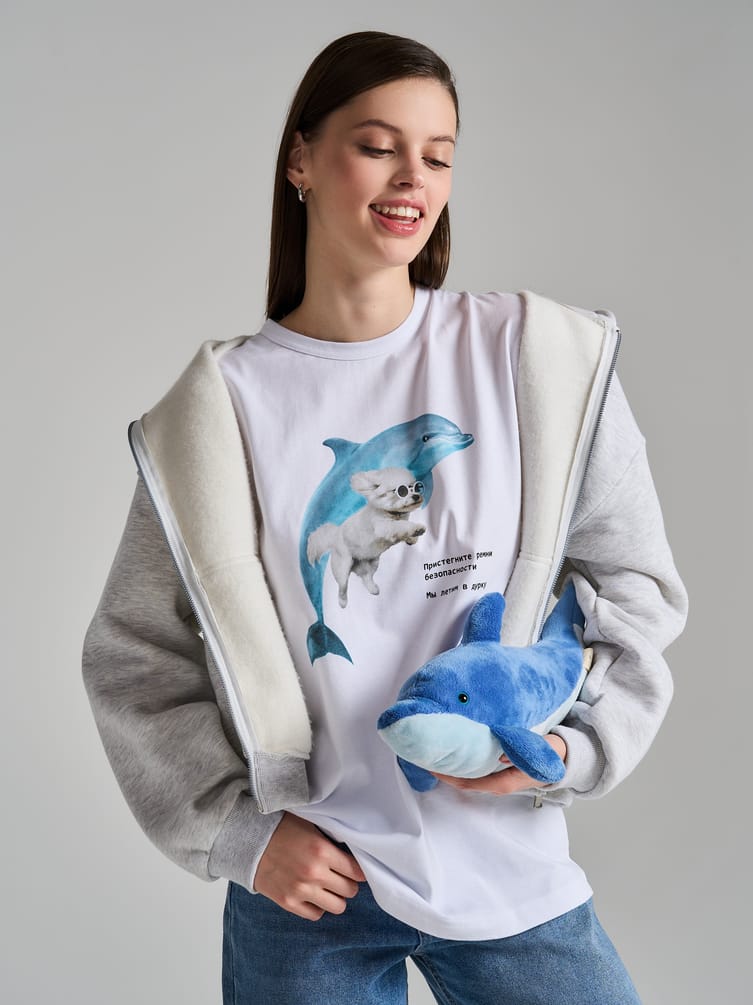 Футболка оверсайз с принтом Мы летим в дурку