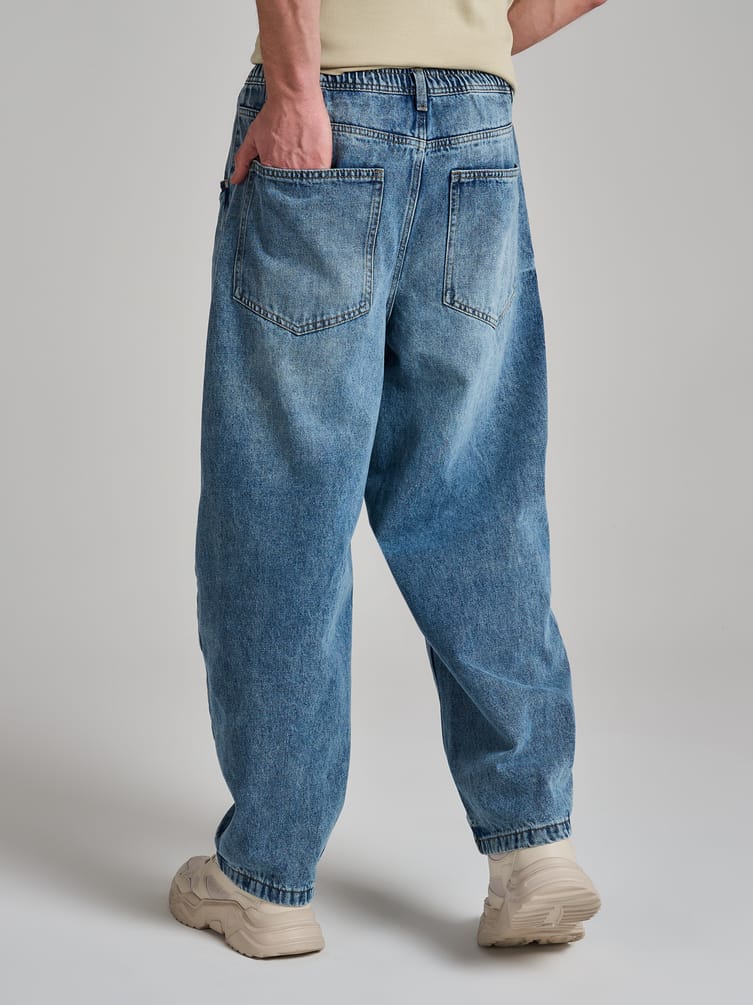 Джинсы багги с вареным эффектом