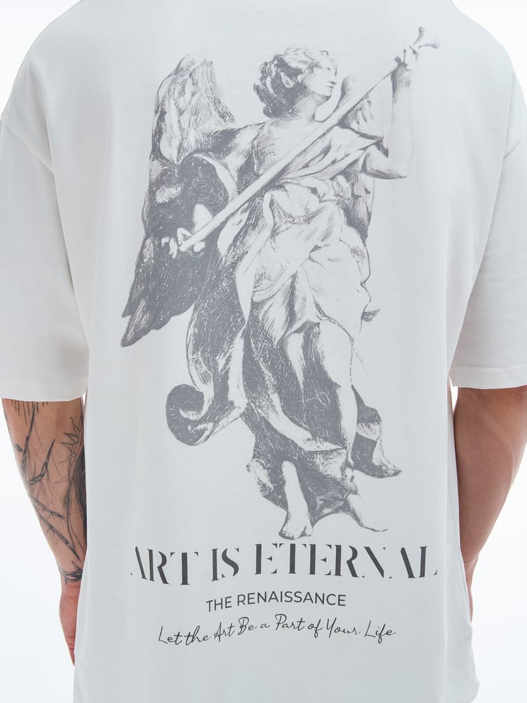 Хлопковая футболка с принтом на спине