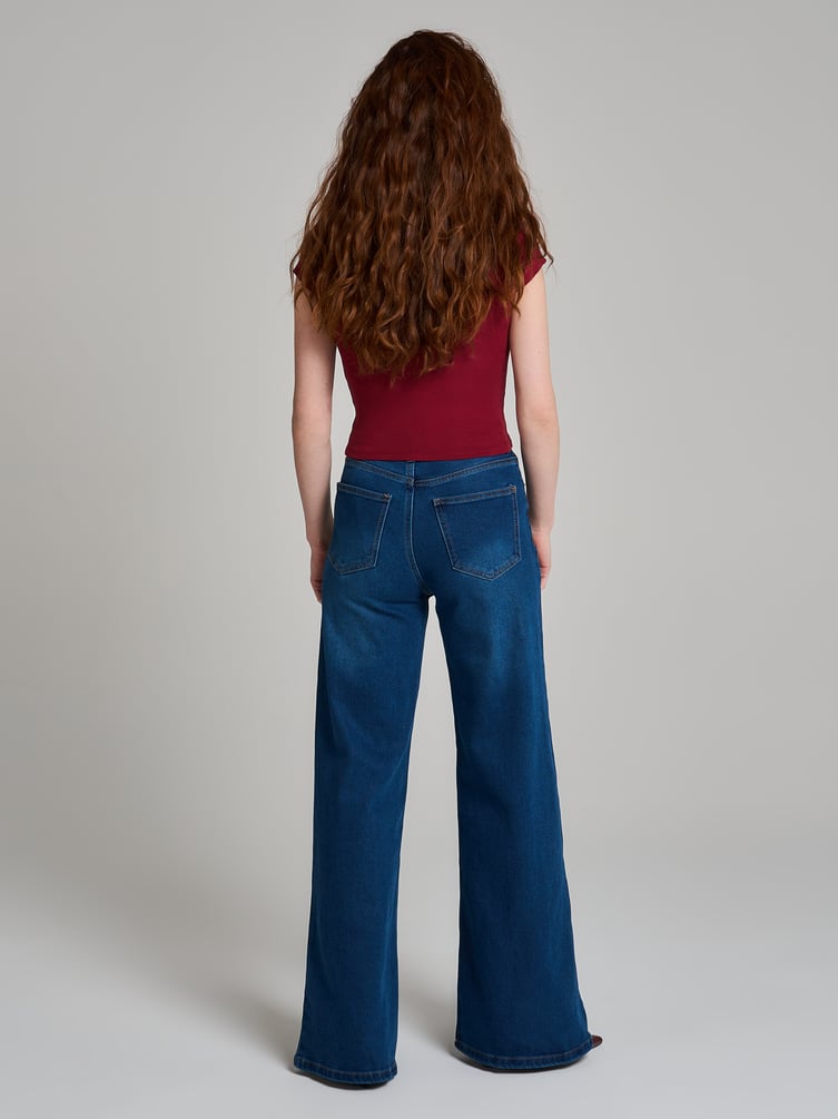 Джинсы широкие с завышенной талией