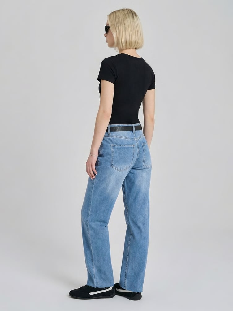 Джинсы прямые с необработанными краями