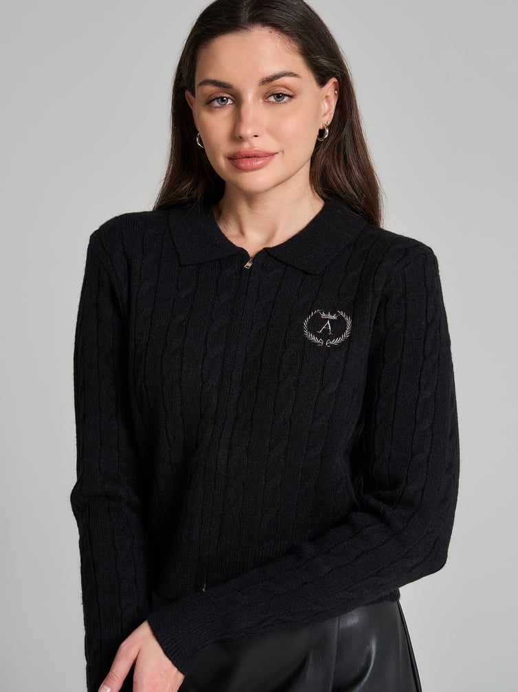 Кардиган на молнии с вышивкой