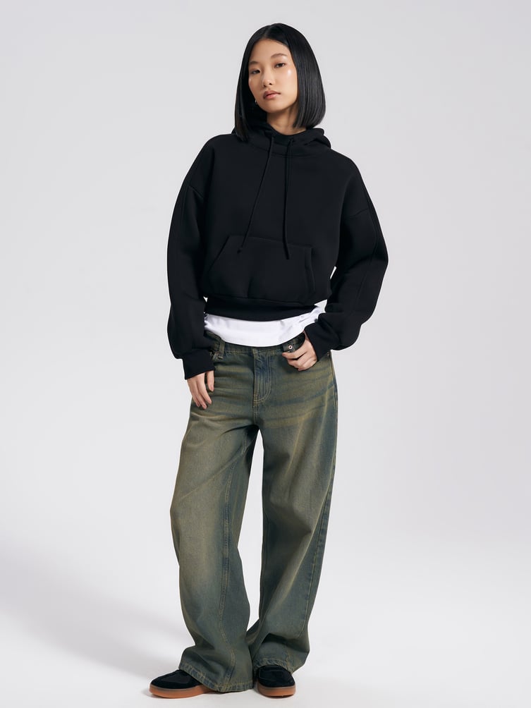 Теплое худи с капюшоном и начесом