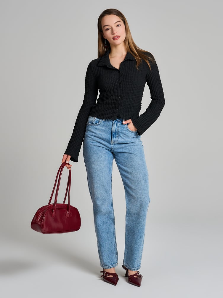 Кофта на пуговицах из жатой ткани