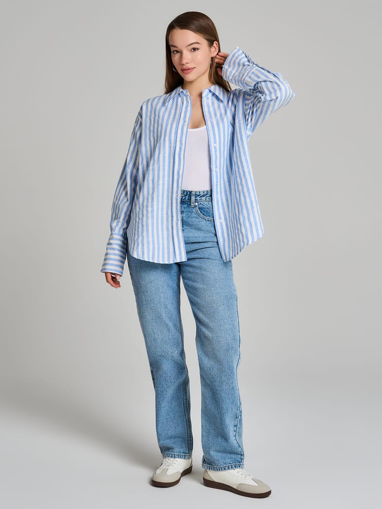 Плотная классическая рубашка в полоску