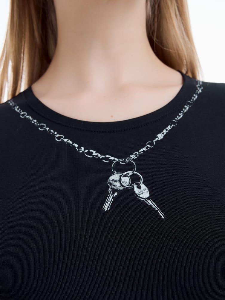 Боди с длинным рукавом и принтом