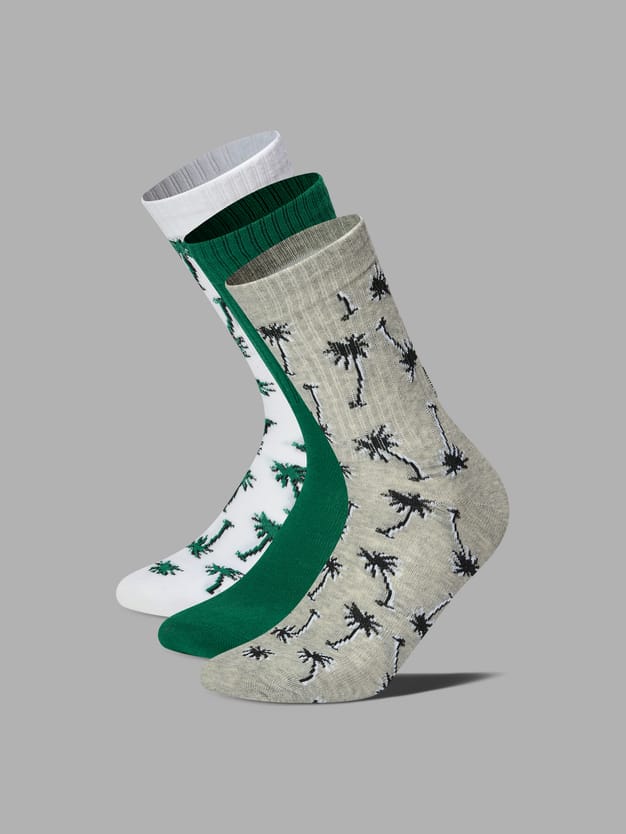 Носки - 3 пары высокие с принтом пальм