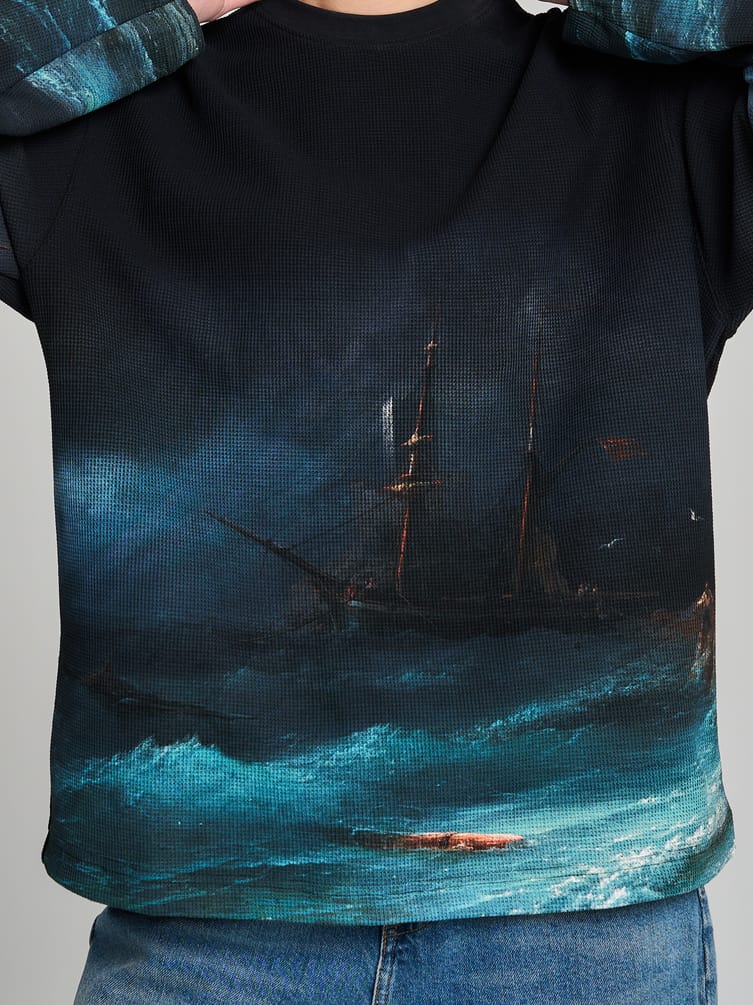 Лонгслив с принтом картин Третьяковской галереи