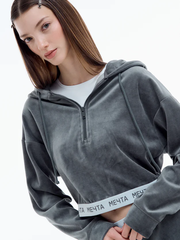 Домашняя вельветовая Half zip толстовка