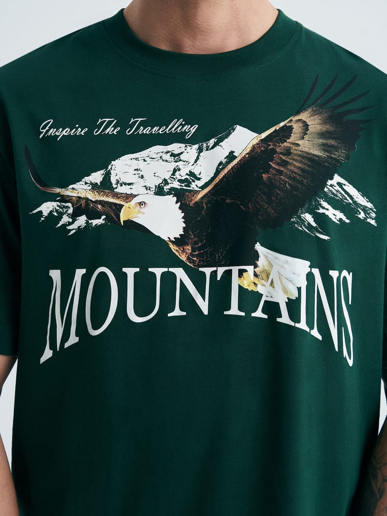 Футболка из хлопка с принтом Mountains