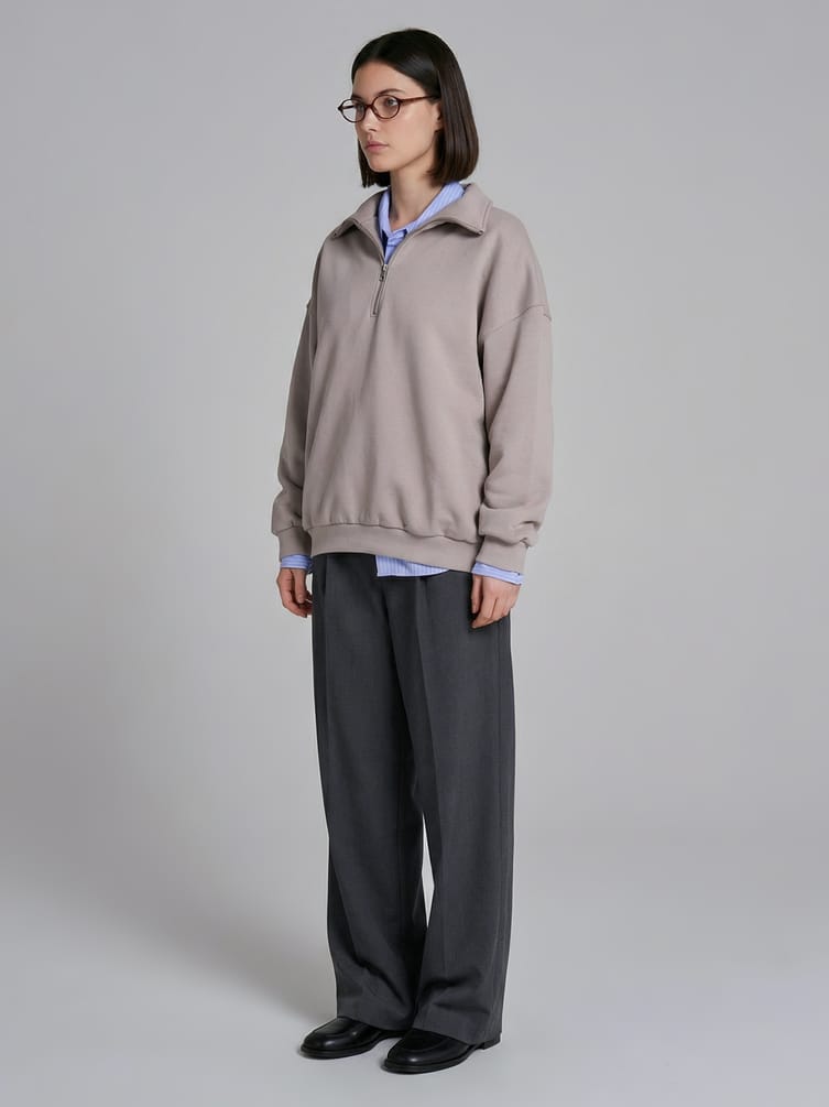 Свитшот без начеса с высоким горлом