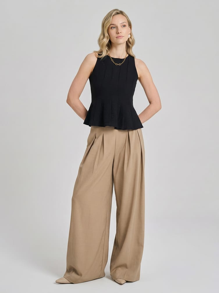 Брюки палаццо классические с защипами