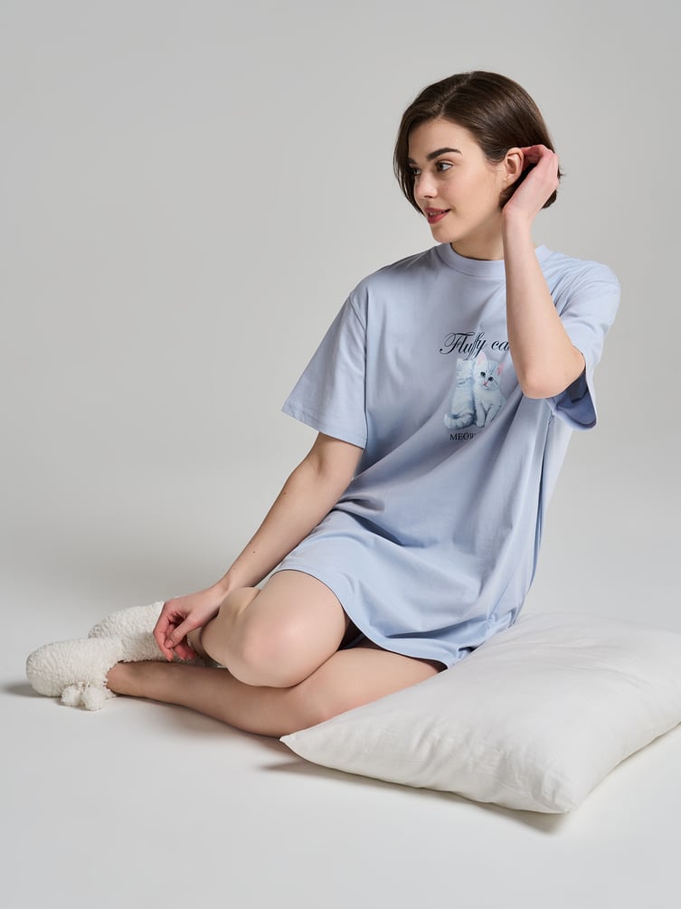 Ночная сорочка из хлопка с принтом