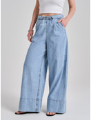 Джинсы широкие летние на резинке