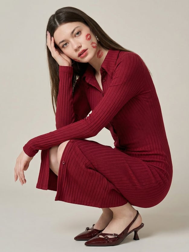 Платье офисное миди на пуговицах