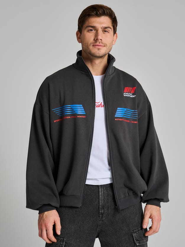 Утепленная толстовка оверсайз с высоким горлом