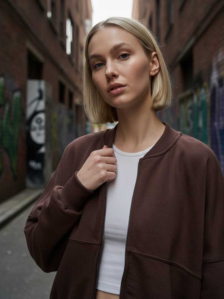 Толстовка бомбер укороченная