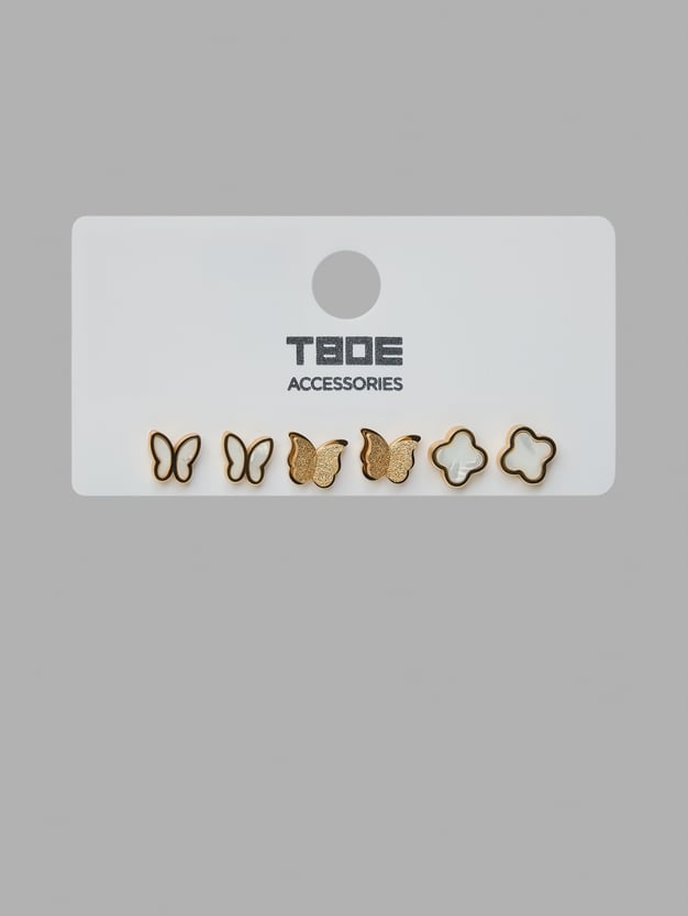 Серьги - 3 пары бабочки