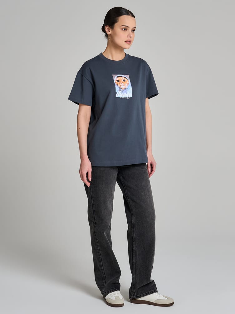 Футболка оверсайз с принтом котика