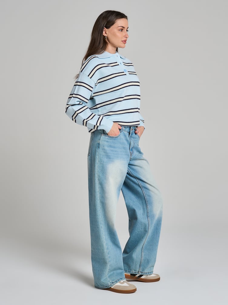 Свитер-поло в полоску