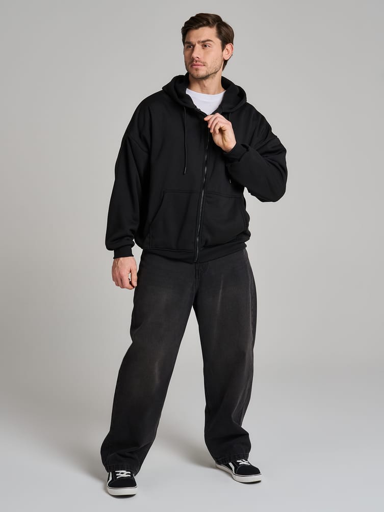 Зип худи оверсайз с флисовой подкладкой