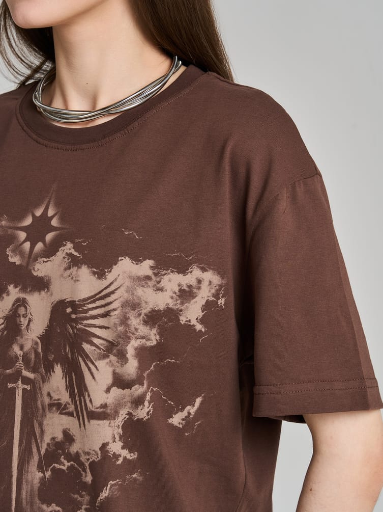 Футболка из хлопка с принтом ангела